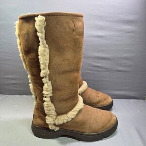 UGG SUNBURST TALL CHESTNUT BOOTS GENUINE SHEEPSKIN Womens 9